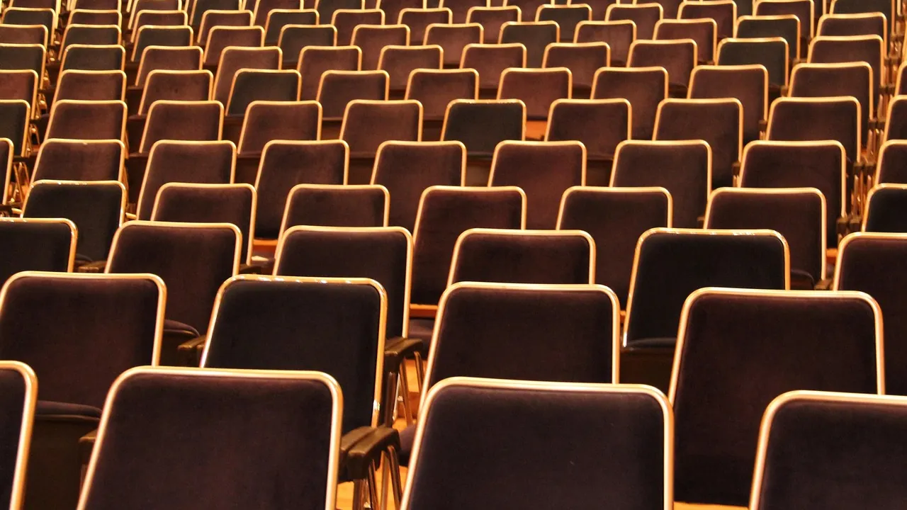 Rangées de fauteuils vides dans une salle de conférence